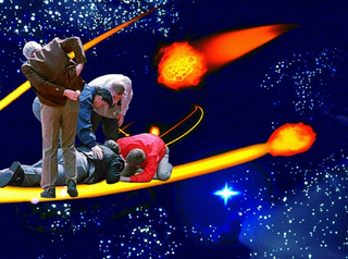 <I>Star Hustler</I> stagehands rush to the aid of collapsed host Jack Horkheimer.